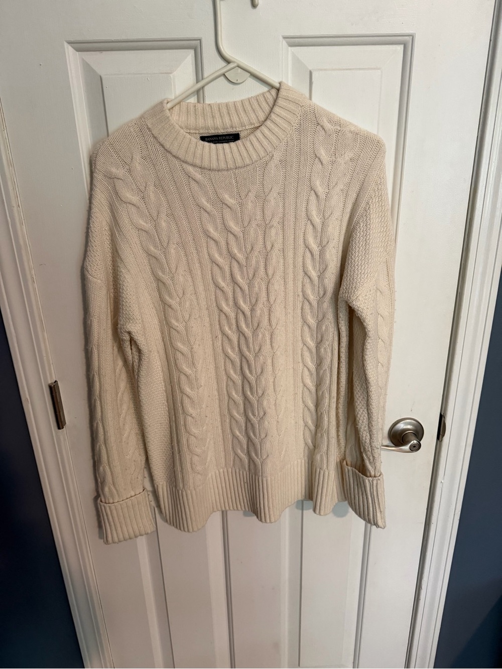 Banana Republic Wool-Cashmere Cable Knit Sweater - Cream